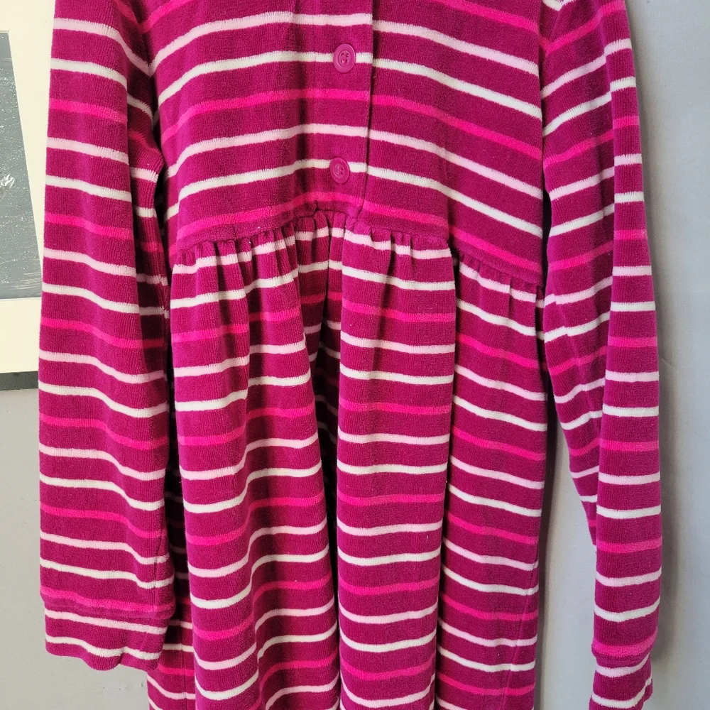 Hanna Andersson Girl's Signature Striped Velour Play Dress Pink 120 or 6-7‎